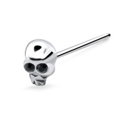 Stone Skull Shaped Silver Straight Nose Stud NSKA-76